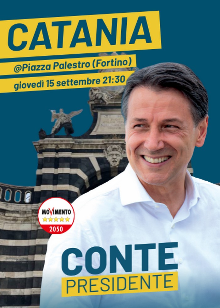Giuseppe Conte, prima tappa siciliana giovedì 15 a Catania 